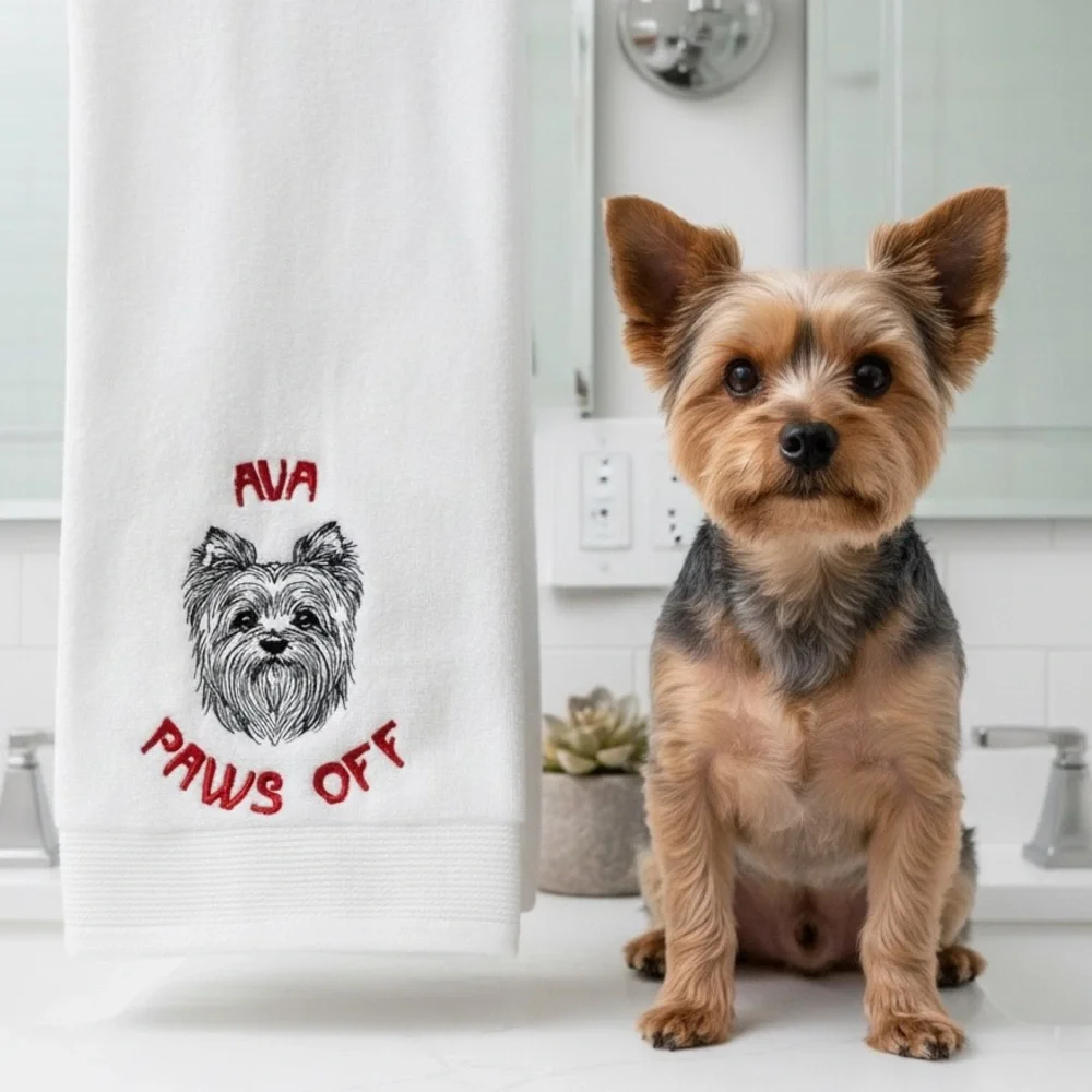 French bulldog Personalized Embroidered Dog Hand Towels any pet dog, cat, horse